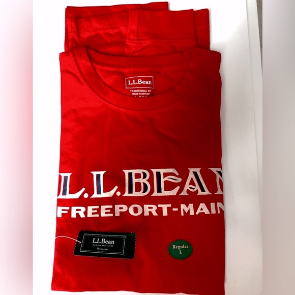 NEW LLBean Carefree Unshrinkable Red Logo Long Sleeve Tee - Picture 2 of 7